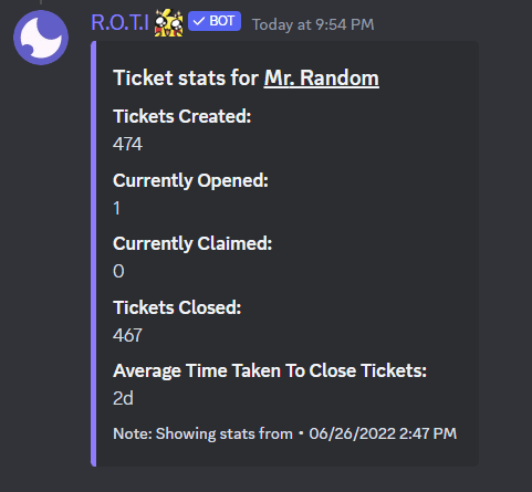 Ticket Stats Command